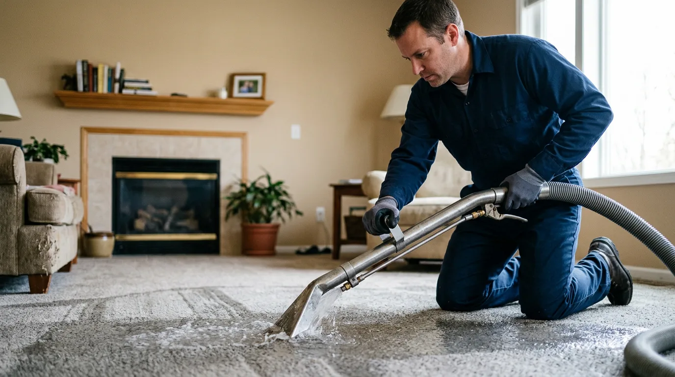 Water damage restoration technician working near Toms River, NJ